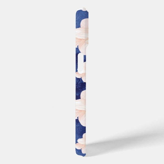 Blue Peach Floral Pattern Monogram Case-Mate iPhone Case (Achterkant / Rechts)