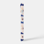 Blue Peach Floral Pattern Monogram iPhone 15 Hoesje (Linkerkant)
