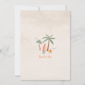 Blue Peach Girl The Big One Surfing 1st Birthday Kaart (Achterkant)