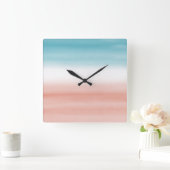 Blue Peach Ombre Vierkante Klok (Huis)