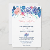 Blue Peach Rozen Bouquet Border Weddenschap Kaart (Voorkant)