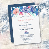 Blue Peach Rozen Bouquet Border Weddenschap Kaart