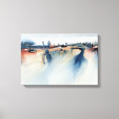 Blue Peach sfeervolle Abstracte landschapsschilder Canvas Afdruk (Voorkant)