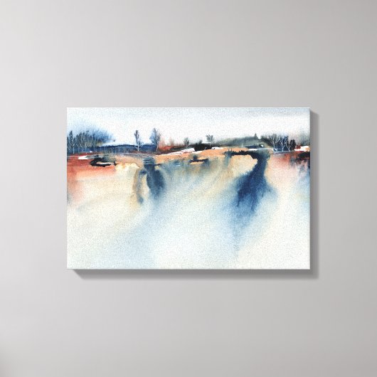 Blue Peach sfeervolle Abstracte landschapsschilder Canvas Afdruk (Voorkant)