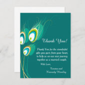 Blue Peacock 4x5 Flat Weddenschap Hartelijk dank Bedankkaart (Voorkant / Achterkant)