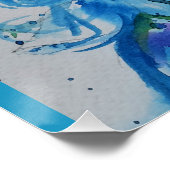 Blue Peacock Aquarel Schilderkunst Perfect Poster (Hoek)