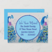 Blue Peacock Art New Address Moving Briefkaart (Voorkant / Achterkant)