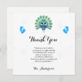 Blue Peacock Baby shower bedankkaart (Voorkant / Achterkant)