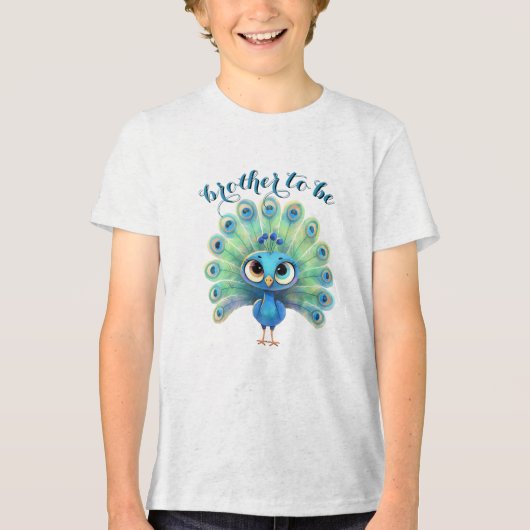 Blue Peacock Baby shower Brother T-shirts (Voorkant)