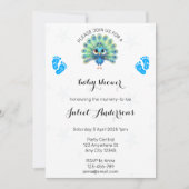 Blue Peacock Baby shower Invitation Kaart (Voorkant)