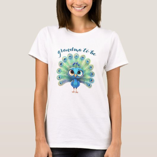Blue Peacock Baby shower Oma T-shirts (Voorkant)