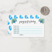 Blue Peacock Baby shower Prayers Kaart Notitiekaartje (Voorkant / Achterkant in situ)