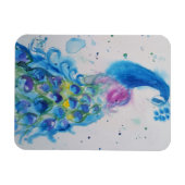 Blue Peacock Bird Lover Waterverf Art Magnet Magneet (Horizontaal)