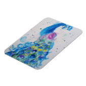 Blue Peacock Bird Lover Waterverf Art Magnet Magneet (Linkerzijde)