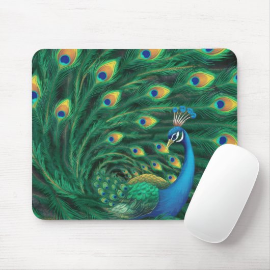 Blue Peacock Bird Muismat (Met muis)