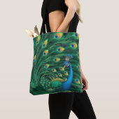 Blue Peacock Bird Tote Bag (Dichtbij)