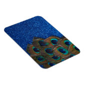 Blue Peacock Bouquet Glittery still Life Magneet (Rechterzijde)
