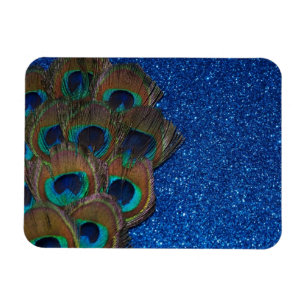 Blue Peacock Bouquet Glittery still Life Magneet