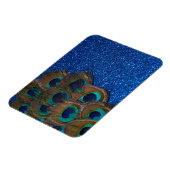 Blue Peacock Bouquet Glittery still Life Magneet (Linkerzijde)