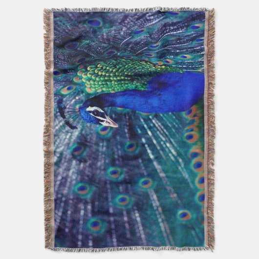 Blue Peacock Deken (Voorkant Verticaal)