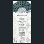 Blue Peacock Fan Wedding Programma Programmakaart<br><div class="desc">Dit mooie  stijl bruiloft programma heeft een eenvoudige sjabloon waarmee u kunt invullen van de bruiloft partij aan de ene kant,  en de volgorde van de ceremonie aan de andere kant. Klik op de knop Aanpassen als u iets wilt wijzigen. Blauwe pauw veer fan.</div>