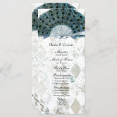  Blue Peacock Fan Wedding Programma Programmakaart (Voorkant / Achterkant)