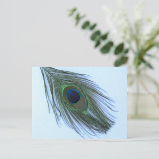 Blue Peacock Feather Briefkaart (Staand voorkant)