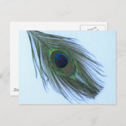 Blue Peacock Feather Briefkaart (Voorkant / Achterkant)