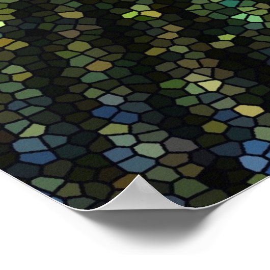 Blue Peacock Feather met Glas in lood-effect Poster (Hoek)