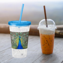 Blue Peacock Feather Plumage Acryl Drinkbeker