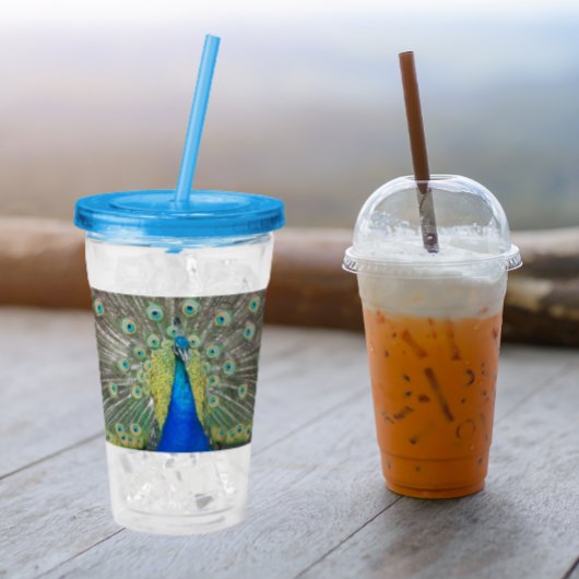 Blue Peacock Feather Plumage Acryl Drinkbeker