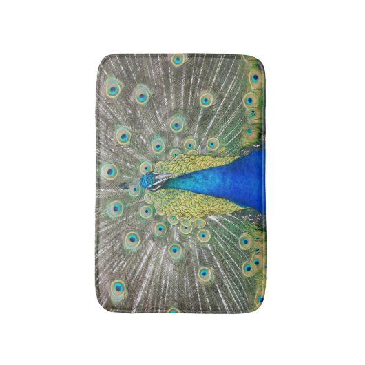 Blue Peacock Feather Plumage Badmat (Voorkant Verticaal)