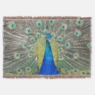 Blue Peacock Feather Plumage Deken