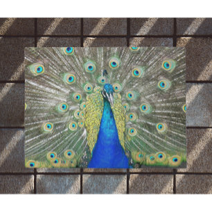 Blue Peacock Feather Plumage Deurmat