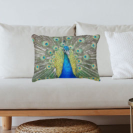 Blue Peacock Feather Plumage Foto Accent Kussen