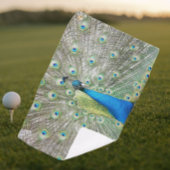 Blue Peacock Feather Plumage Foto Golfhanddoek