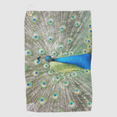 Blue Peacock Feather Plumage Foto Golfhanddoek (Voorkant)