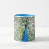 Blue Peacock Feather Plumage Foto Mok (Midden)