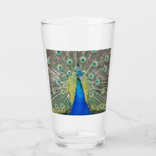 Blue Peacock Feather Plumage Glas (Voorkant)