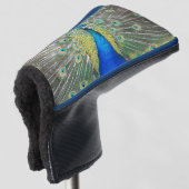 Blue Peacock Feather Plumage Golfheadcover (3/4 voorkant)
