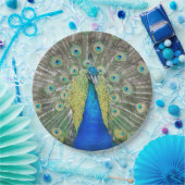 Blue Peacock Feather Plumage Papieren Bordje (Feest)