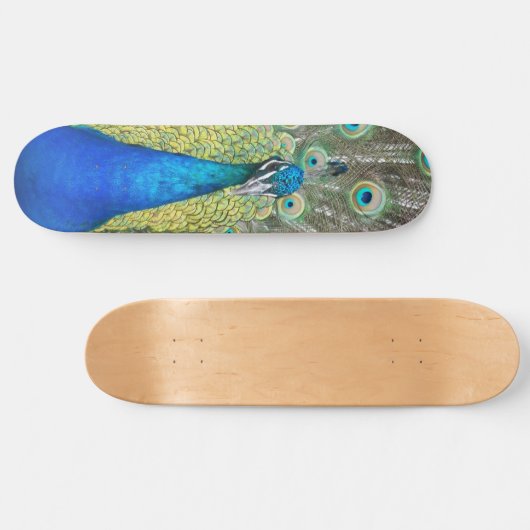 Blue Peacock Feather Plumage Persoonlijk Skateboard (Horizontaal)