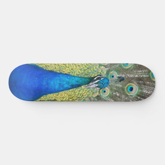 Blue Peacock Feather Plumage Persoonlijk Skateboard (Horizontaal)