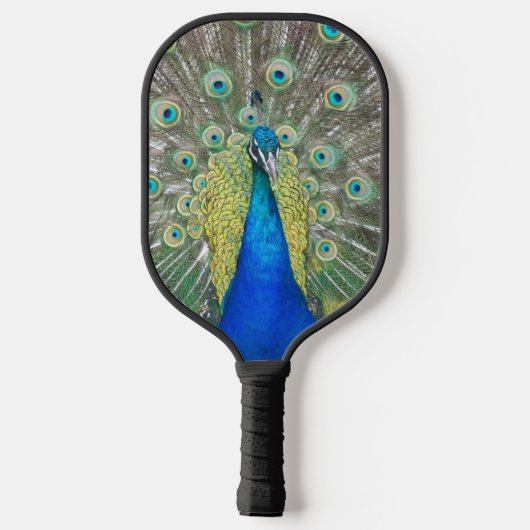 Blue Peacock Feather Plumage Pickleball Paddle (Achterkant)