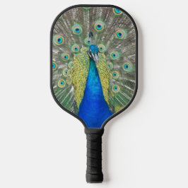 Blue Peacock Feather Plumage Pickleball Paddle