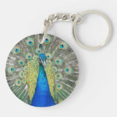 Blue Peacock Feather Plumage Sleutelhanger (Achterkant)
