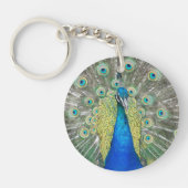 Blue Peacock Feather Plumage Sleutelhanger (Voorkant)