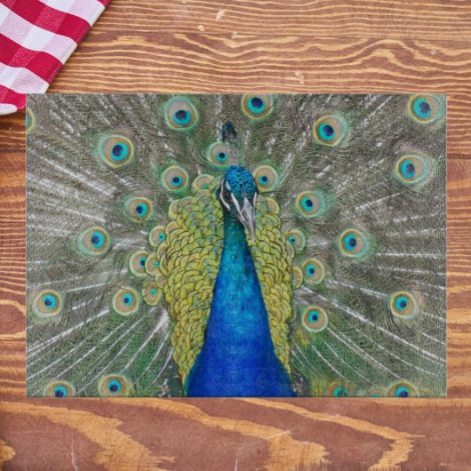 Blue Peacock Feather Plumage Snijplank