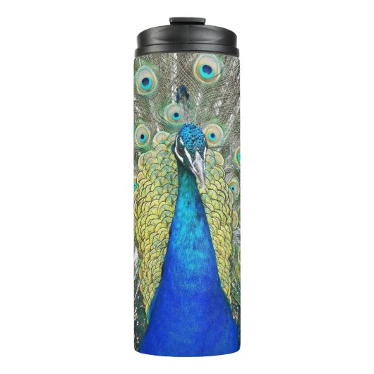 Blue Peacock Feather Plumage Thermosbeker (Voorkant)