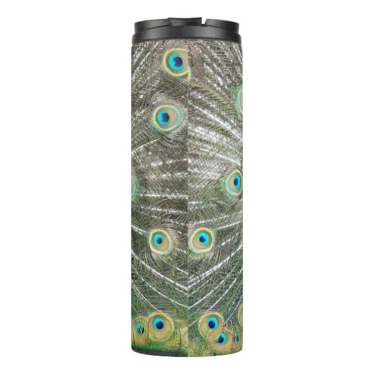 Blue Peacock Feather Plumage Thermosbeker (Achterkant)